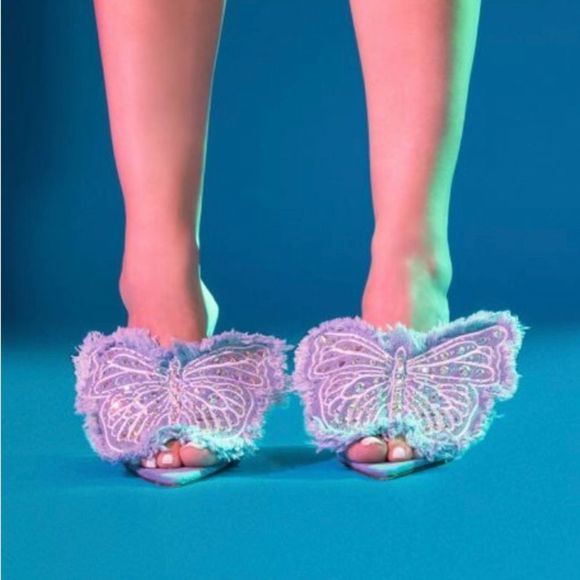 Azalea Wang Butterfly  Denim Sandals - Picture 3 of 5